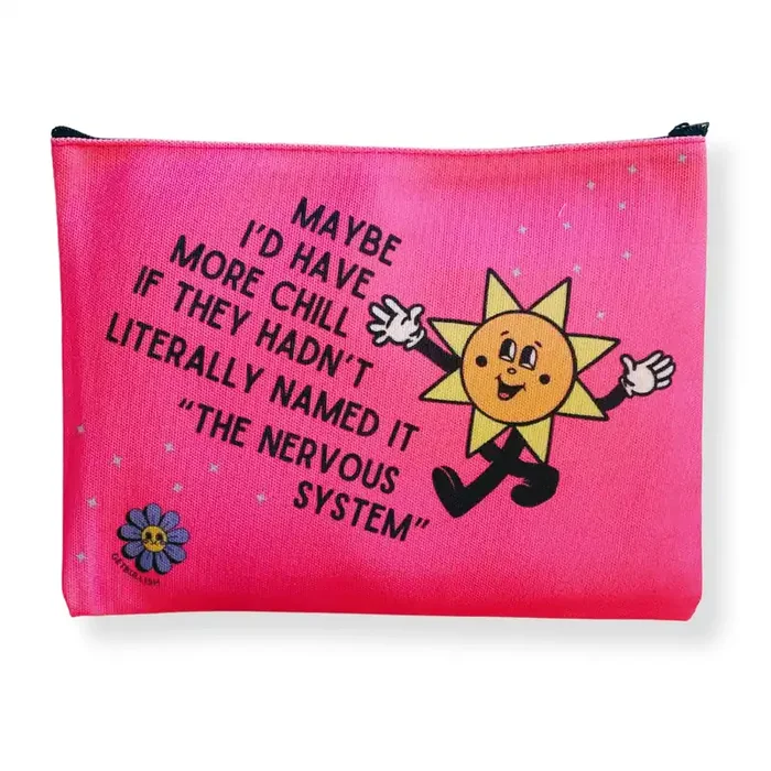 GetBullish Maybe I‘d Have More Chill Canvas Zipper Pouch 9.5″ x 7″ Cosmetics Bag or Pencil Case