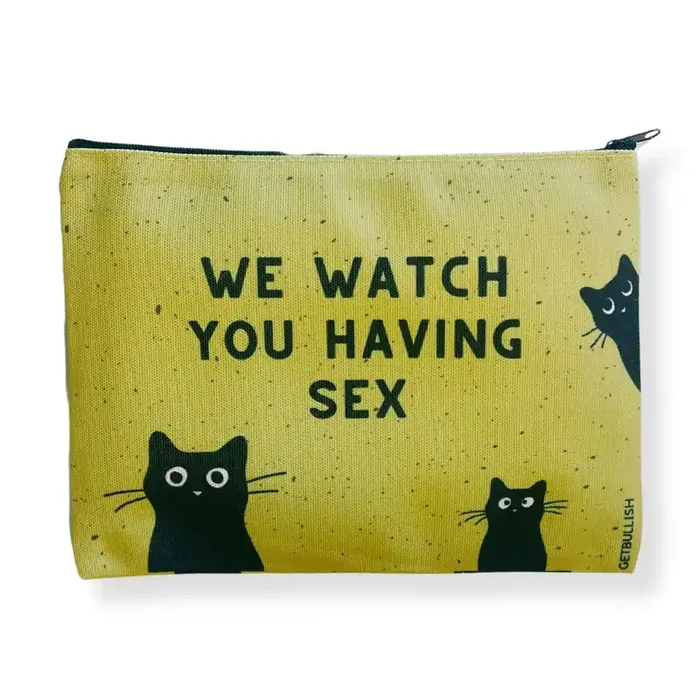 GetBullish We Watch You Having Sex Cats Canvas Zipper Pouch 9.5″ x 7″ Cosmetics Bag or Pencil Case
