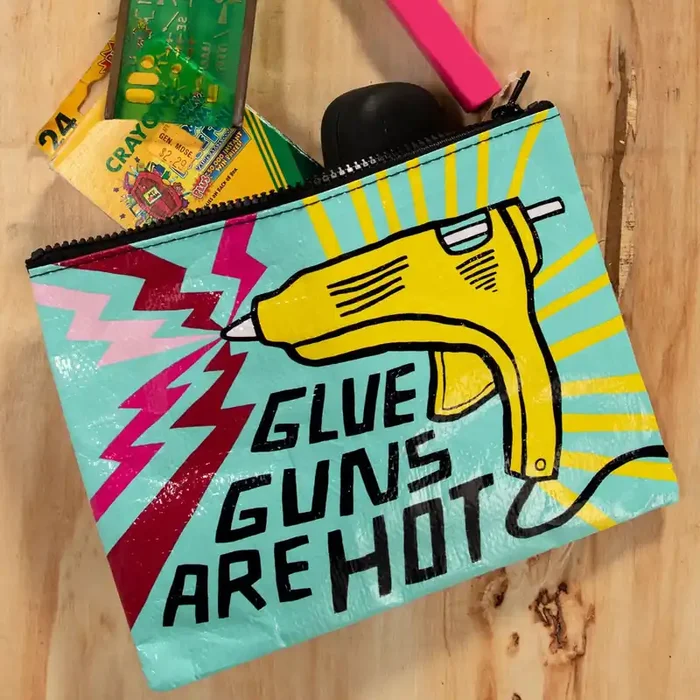 Glue Guns Are Hot Zipper Pouch Storage Case Organizer 7.25″ x 9.5″ BlueQ at GetBullish