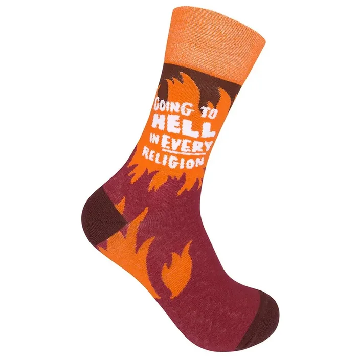 Going To Hell In Every Religion Socks Fire Flames Unisex Funny Socks