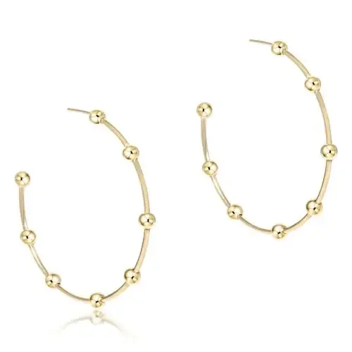 Gold 4mm Beaded Simplicity Post Hoop 1.5″ – Enewton