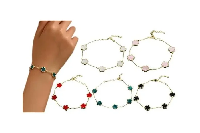 Gold-Tone Stainless Steel Clover Charm Bracelet – Adjustable, Tarnish-Free