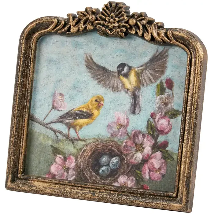 Goldfinch Framed Art Vintage Style Desk Room Home Decor 5.75″ x 6″