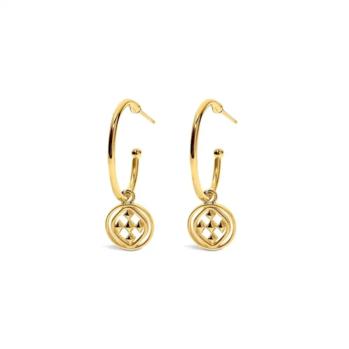 Gracewear Collection – Medallion small hoop earrings Gold Vermeil