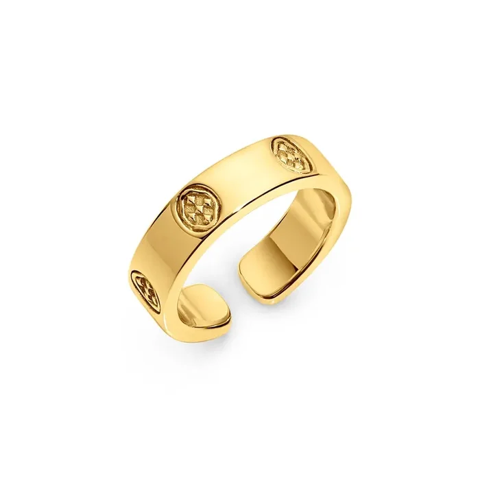 Gracewear Collection – Shield embossed ring Gold Vermeil
