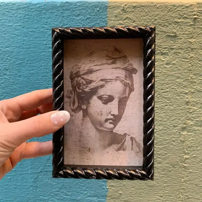 Greek Sketch Inset Box Sign Wall Desk Wooden Decor 4″ x 6″