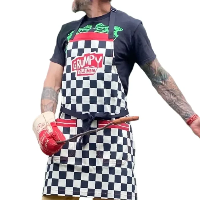 Grumpy Old Man Funny Cooking and BBQ Apron 2 Pockets Adjustable Strap 100% Cotton BlueQ at GetBullish Father‘s Day Gift