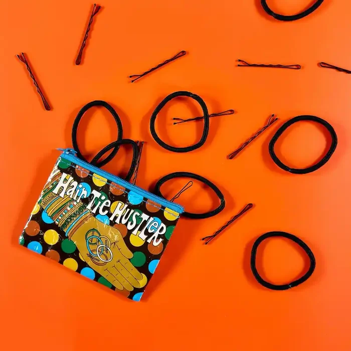 Hair Tie Hustler Coin Purse Recycled Material Wallet Pouch 3″ x 4″ BlueQ at GetBullish