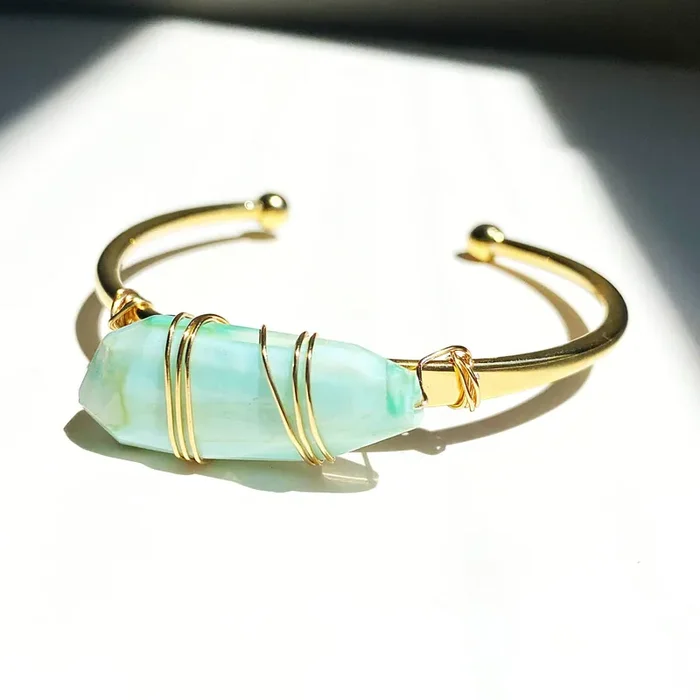 Handmade Mint Opal Cuff Bangle Bracelet Crystal Jewelry
