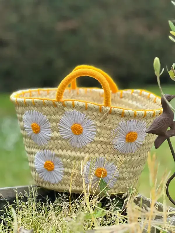 Handwoven Daisy Straw Bag – Cute Summer Basket