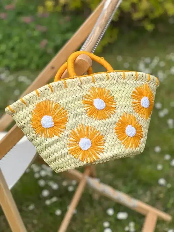 Handwoven Flower Straw Bag – Cute Summer Basket