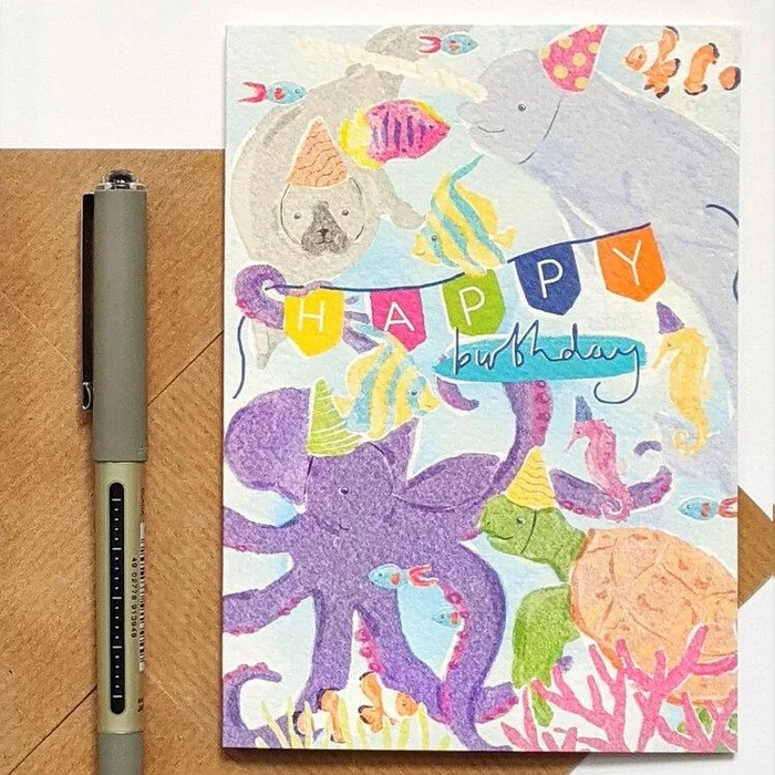 Happy Birthday Under the Sea Card by Sherry Pritchet Design
