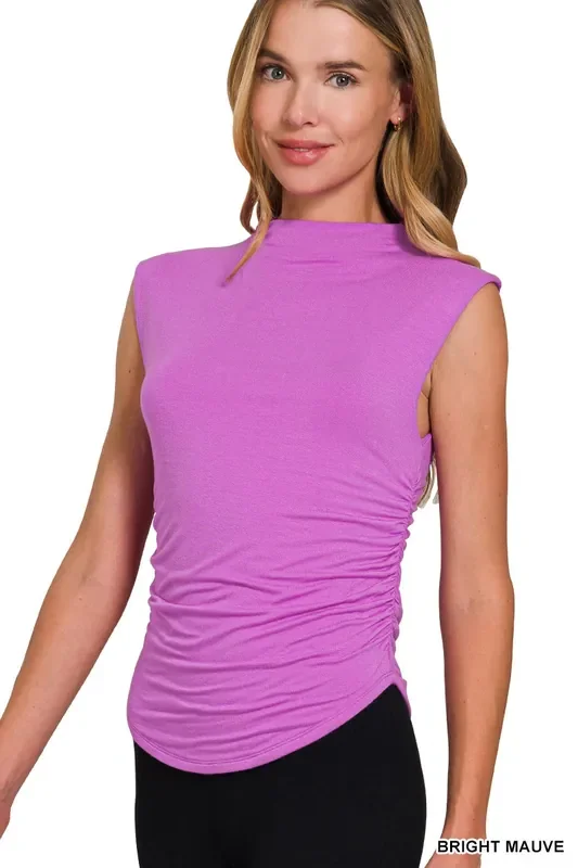 Happy Life Double Layered Ruched Tank • Bright Mauve