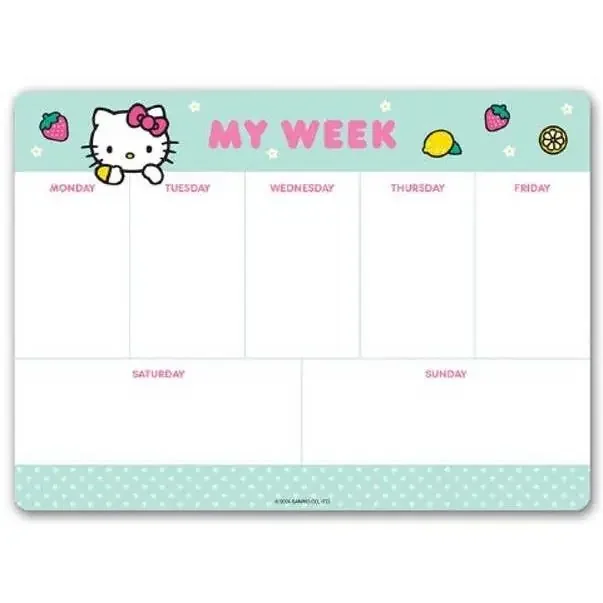 Hello Kitty Strawberry Lemonade Weekly Desk Pad Undated Planning Pad 60 Perforated Sheets