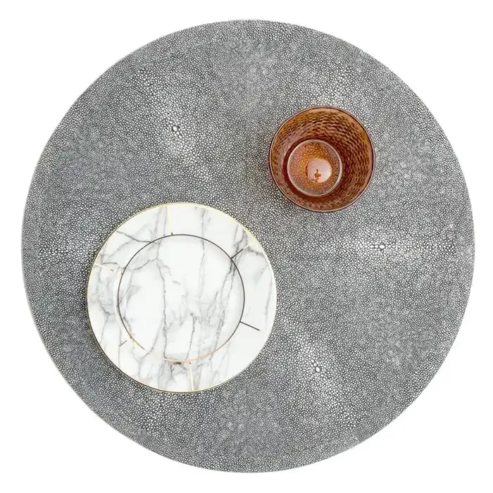Henry Round Faux Shagreens Placemats (Cool Gray ) Set/2