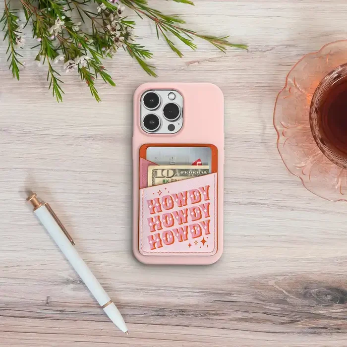 Howdy Partner Stick-On Cell Phone Wallet Durable Water-resistant Phone Accessories