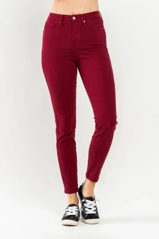 HW Tummy Control Garment Dyed Skinny • Scarlet