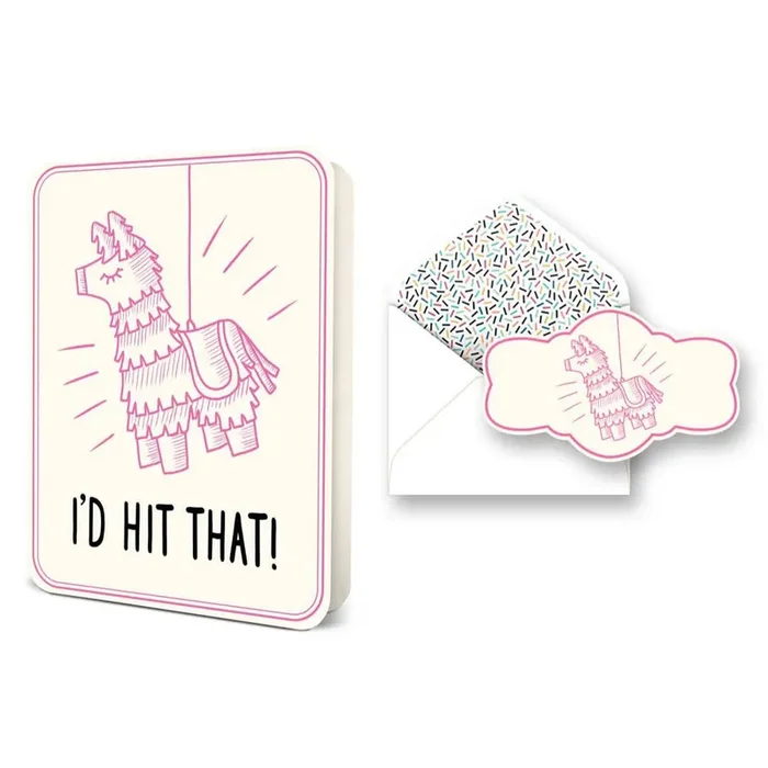 I‘d Hit That! Deluxe Greeting Card with Sticker Blank Inside Llama Pinata Artwork Design Funny Message Card