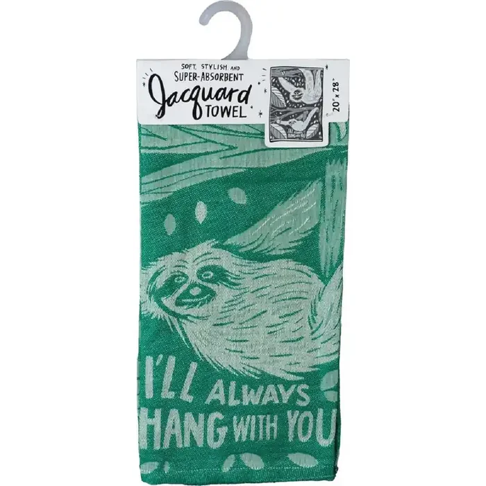 I‘ll Always Hang With You Sloth Green Funny Snarky Dish Cloth Towel Ultra Soft and Absorbent Jacquard All-Over Design Unfolds 20″ x 28″ Giftable