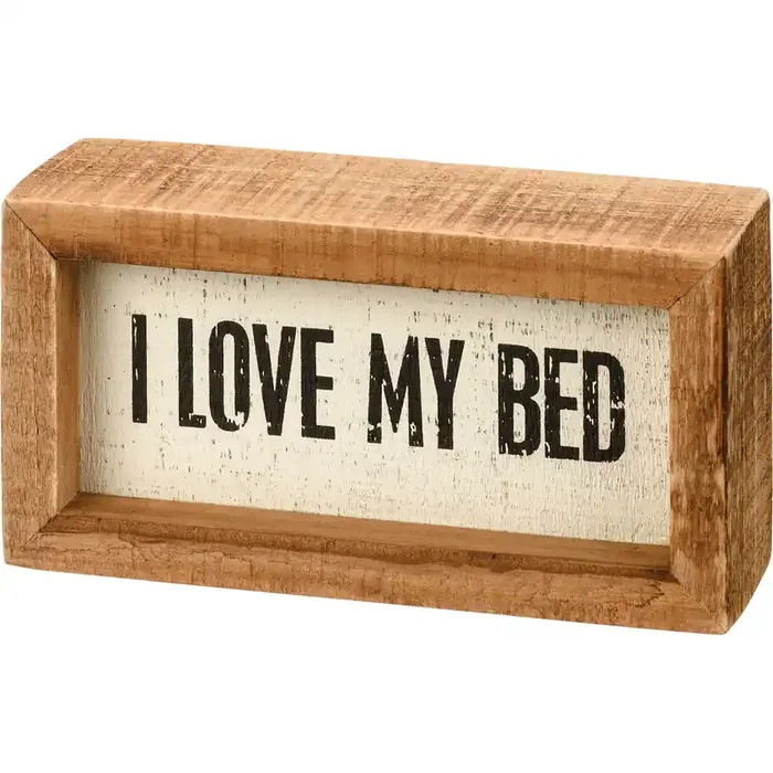 I Love My Bed Small Inset Box Sign Desk Wall Wooden Decor 5″ x 2.50″