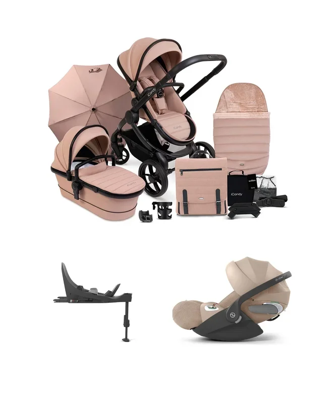 iCandy Peach 7 Complete Pushchair Bundle with Cybex Cloud T Car Seat & Base – Cookie