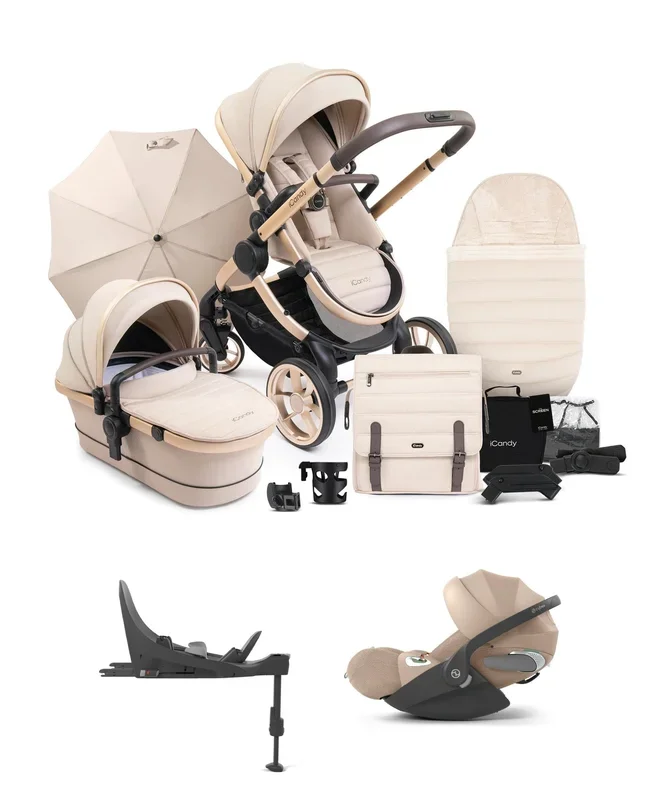 iCandy Peach 7 Complete Pushchair Bundle with Cybex Cloud T Car Seat – Biscotti
