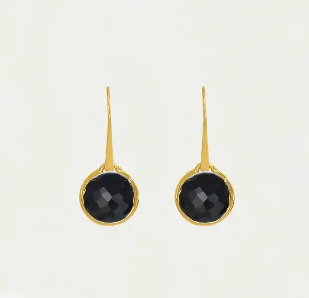 Ipanema Cabochon Droplet Earrings – Gold/Black Onyx – Dean Davidson