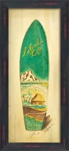 Island Life Surfboard Framed Print 13″ x 26″