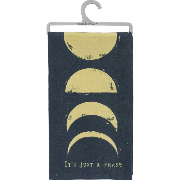 It‘s Just A Phase Moon Dish Cloth Towel All-Over Block Print Design 20″ x 26″