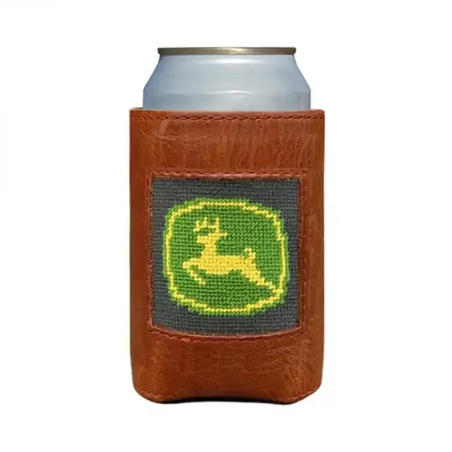 John Deere Leather Needlepoint Can Cooler Smathers & Branson