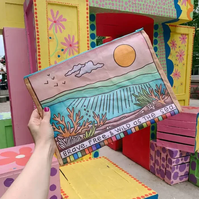 Jumbo Pouch Brave Free & Wild As The Sea Zipper Folder 14.25″ x 10″