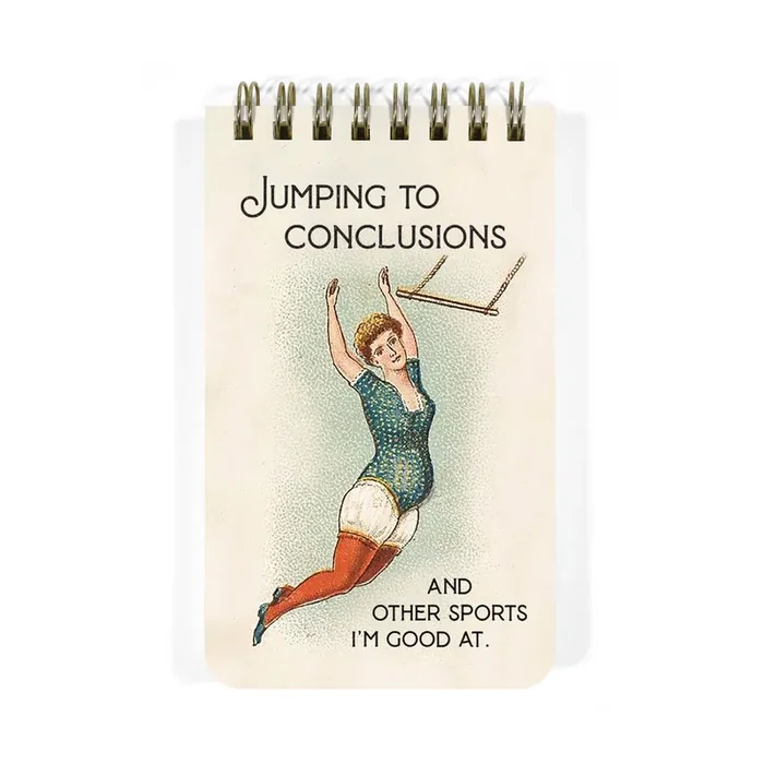 Jumping to Conclusion Funny Spiral Memo Notepad 3″ x 5″
