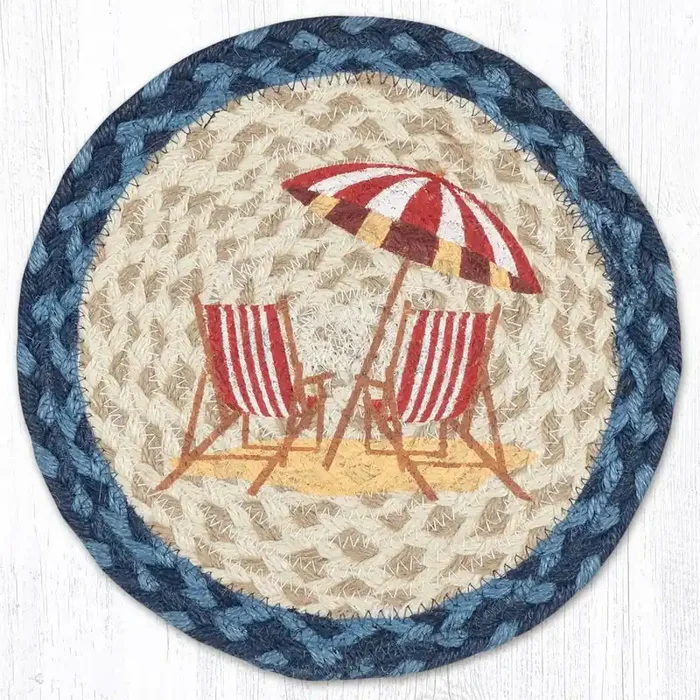 Jute 10″ Red Beach Chair Trivet