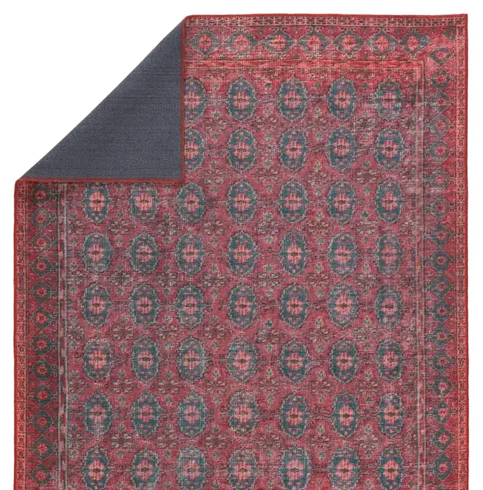 Kate Lester + Jaipur Living Kalinar Damask Dark Red/ Blue Area Rug (HARMAN – HBL04)