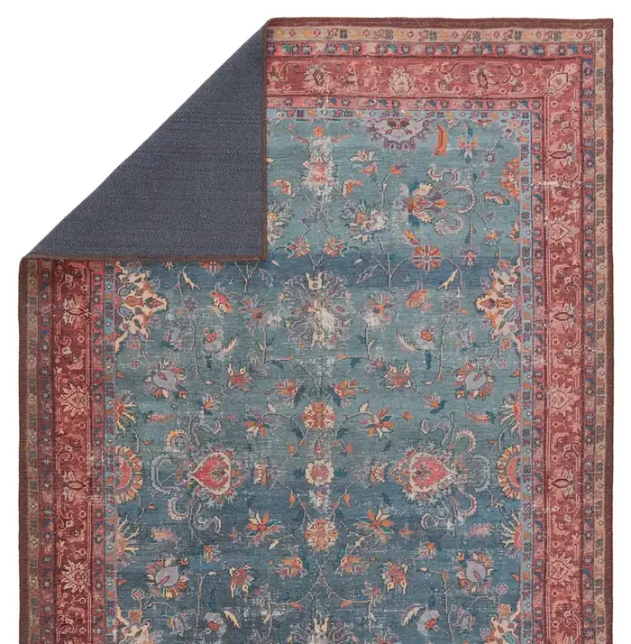 Kate Lester + Jaipur Living Yasha Floral Blue/ Red Area Rug (HARMAN – HBL06)