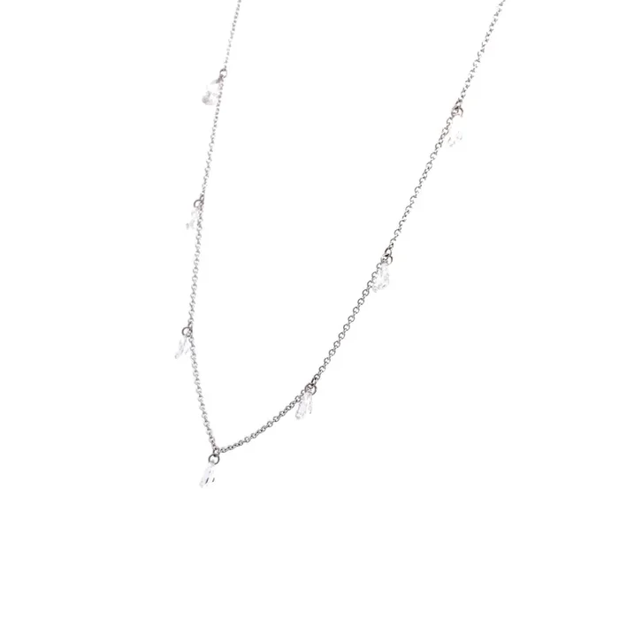 Lab Diamond Dangling Stations 14kt White Gold Necklace – Reflections Diamonds