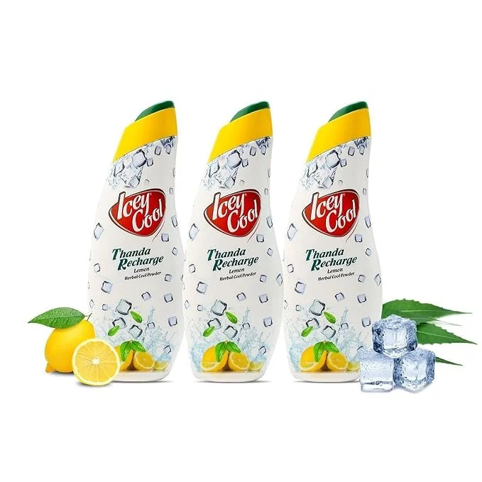 Labolia Icey Cool Lemon Herbal Prickly Heat and Ice Cool Body Talcum Powder – 100 gms (Pack of 3)