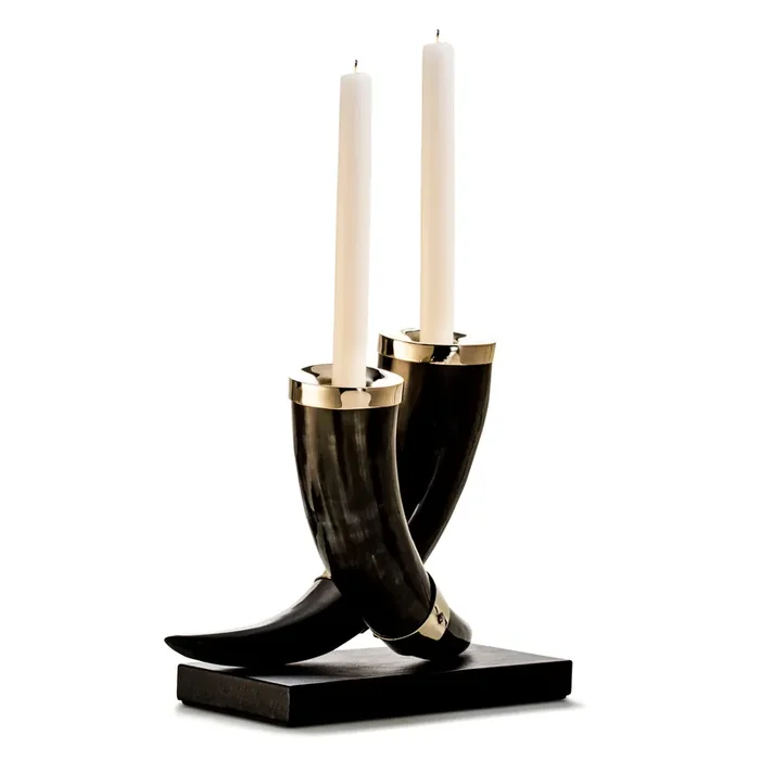 Ladorada Dark Horn Leather Candle Holder