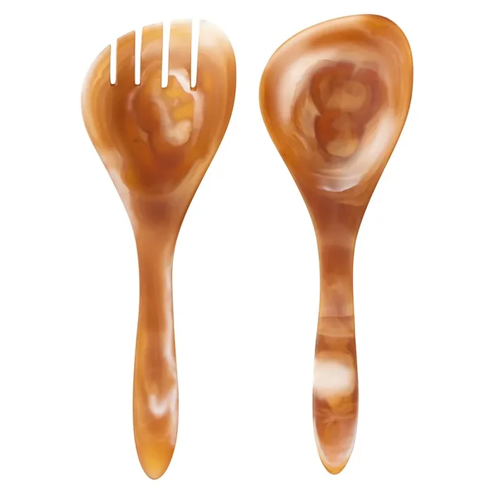 Laney Amber Swirled 2-Piece Serving Set