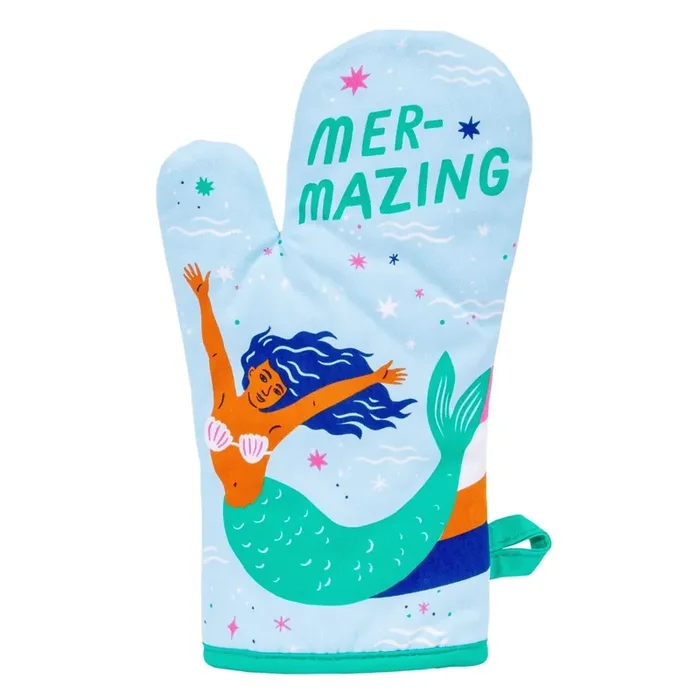 Last Call! Mer-Mazing Oven Mitt with Mermaid Design Kitchen Thermal Single Pot Holder BlueQ at GetBullish