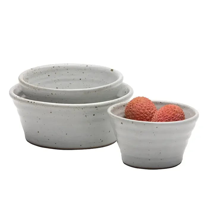 Leon White Salt Glaze Small Nesting Bowls Set/3