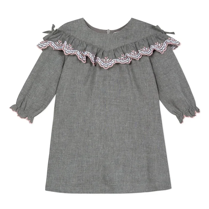 Lili Gaufrette Grey Long Sleeved Dress
