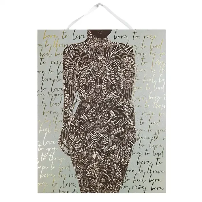 Living Woman 11″ x 14″ Art Print Pre-Hung with Silk Ribbon for Easy Hanging Gift for Her