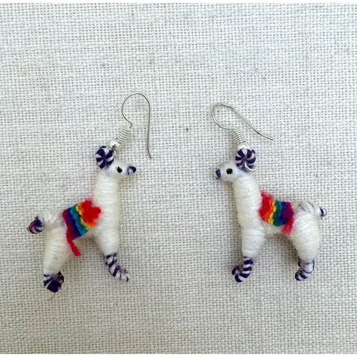 Llamita Handmade Dangling Earrings in 10 Color Combos Made in Peru Mini Llama Earrings