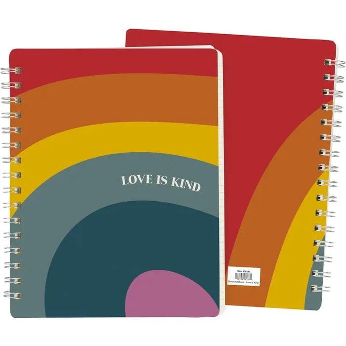 Love Is Kind Spiral Notebook Rainbow Pride 5.75″ x 7.50″ 120 Lined Pages