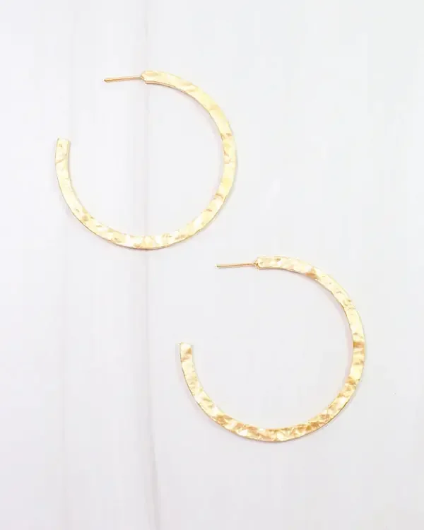 Lovett Hammered Hoop Earring Matte Gold