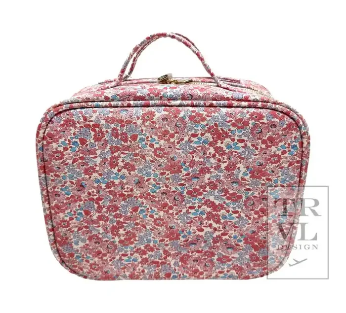 Luxe Travel 2 Cosmetic Case – Marseille with Pink Pinstripe Liner – Trvl Deisgn