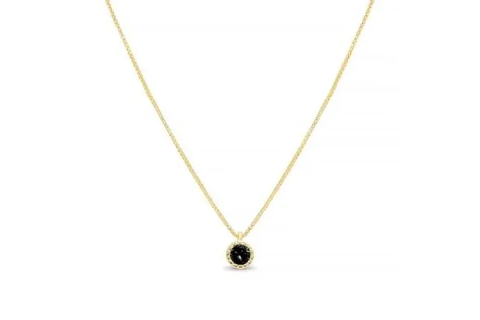 Luxenter 18K Gold-Plated Sterling Silver Onyx Zircon Pendant Necklace – Adjustable Chain, Handcrafted Statement Jewellery