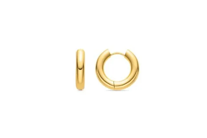 Luxenter Helali 18k Yellow Gold Mini Hoop Earrings, 13mm Polished Finish
