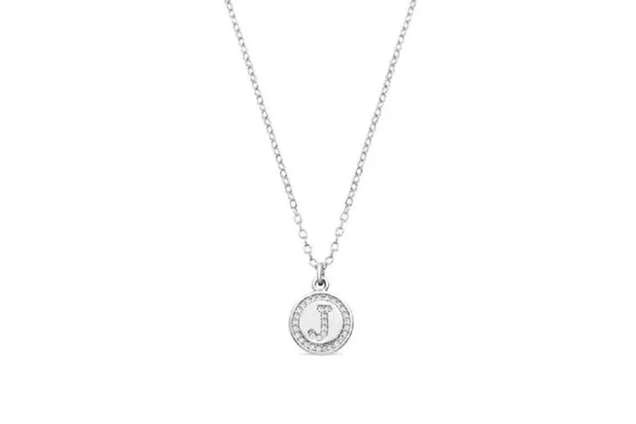 Luxenter Rhodium Plated Zirconium Alphabet J Personalised Necklace – Adjustable Chain, Sparkling Cubic Zirconia